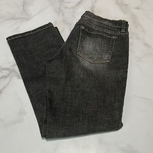 WHBM Distressed Noir Sequin Rhinestone Sparkle Straight Leg  Tapered Jeans 4